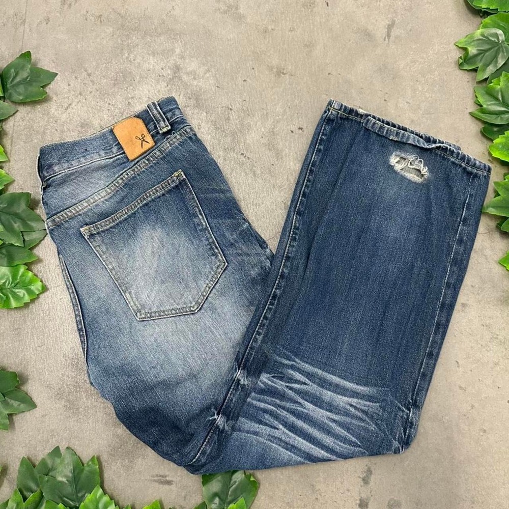 Y2K Marc Ecko Cut & Sew Distressed Dark Wash Jeans - Picture 2 of 8
